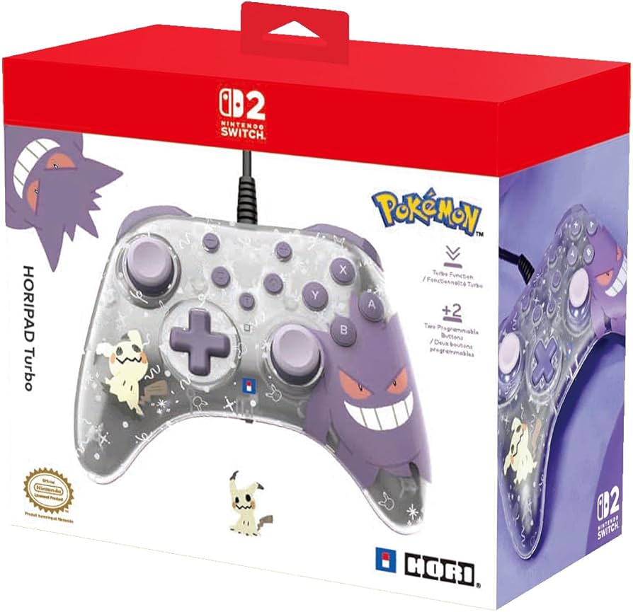 בקר חוטי HoriPad ל-Nintendo Switch 2 בעיצוב Gengar ו-Mimikyu