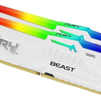 ז.לבן לנייח DDR5 32GB 2x16GB 6400Mhz C32  Kingston Fury Beast RGB