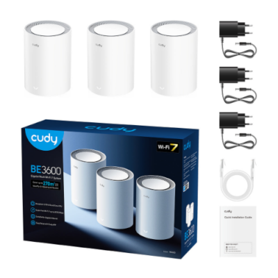 נתב/מגדיל טווח Cudy BE3600 Gigabit Mesh Wi-Fi 7 System 3Pack