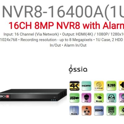 מערכת הקלטה לשש עשרה מצלמות V2-2T 1U-)Provision 5mp IP NVR8-16400
