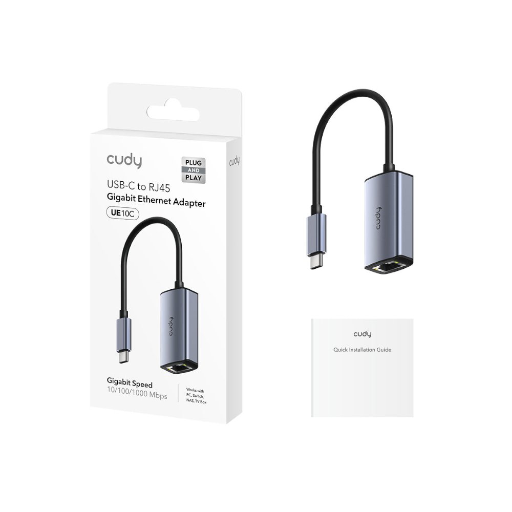 כרטיס רשת Cudy UE10C מחיבור USB-C ל-RJ45 עד 1Gb