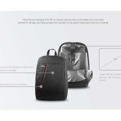 ASUS Nereus Backpack – תיק גב למחשב נייד עד 16״ – תמונה נוספת 2