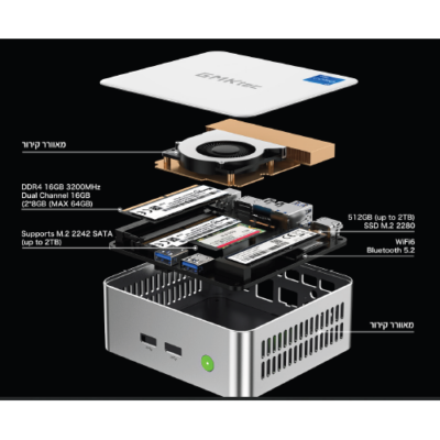 מחשב מיני GMK-M3 Intel I5-12450H 16GB 512NVME WIN11 Pro