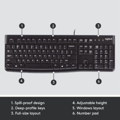 מקלדת לוגיטק חוטית עברית אנגלית LOGITECH K120