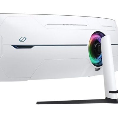 הצד האחורי של Samsung Odyssey Neo G9 ‏57 אינץ׳ והמעמד