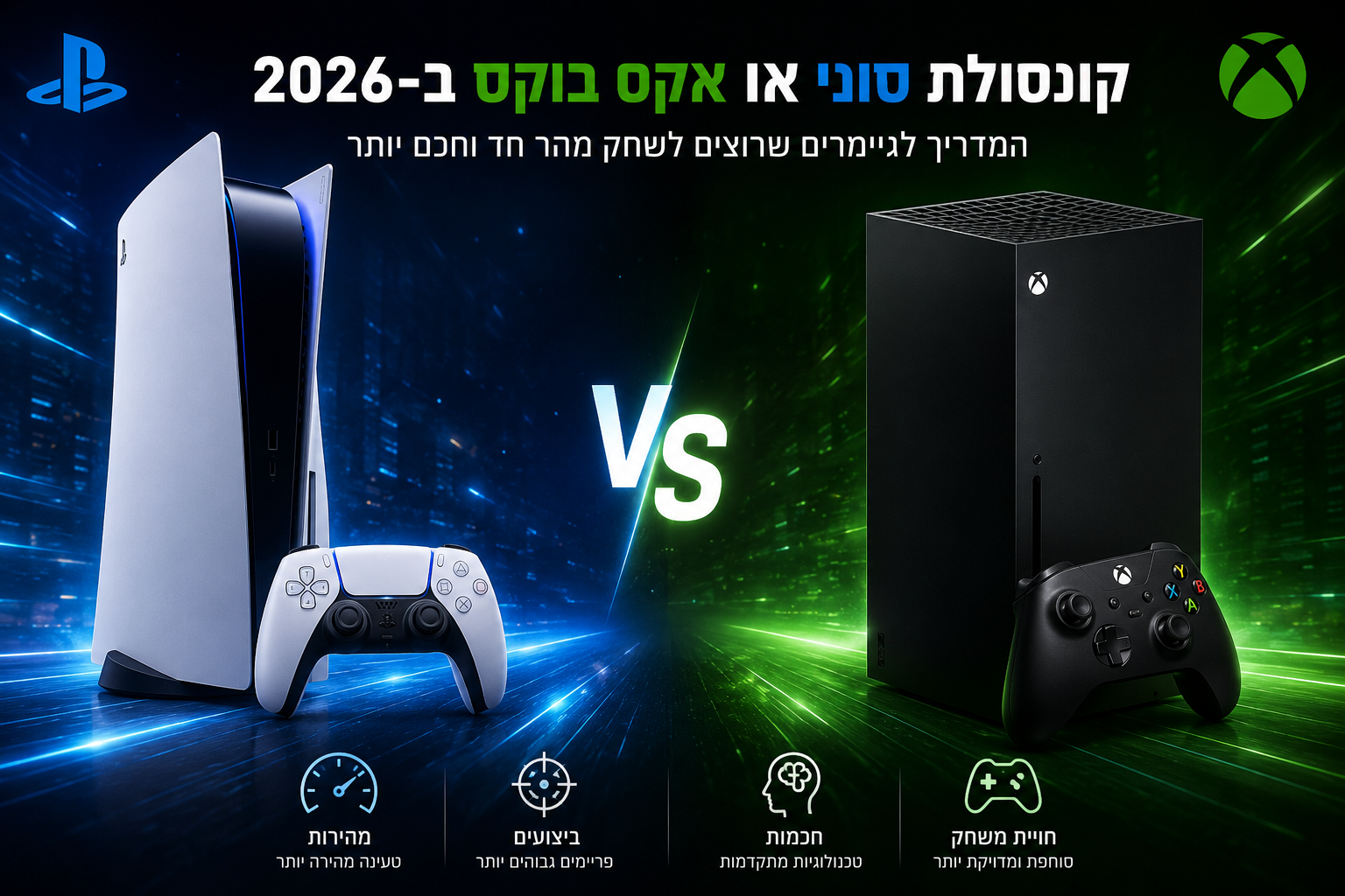 קונסולת סוני או אקס בוקס ב-2026 - מדריך לגיימרים שרוצים לשחק מהר חד וחכם יותר