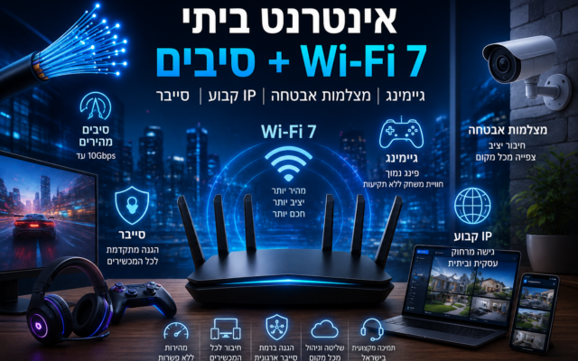 אינטרנט סיבים Wi‑Fi 7 גיימינג מצלמות אבטחה וסייבר - מדריך CFIX