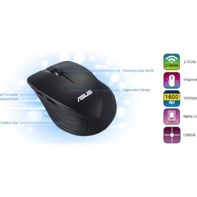 עכבר אלחוטי ASUS WT465 V2 Ergonomic design 2.4GHZ Black