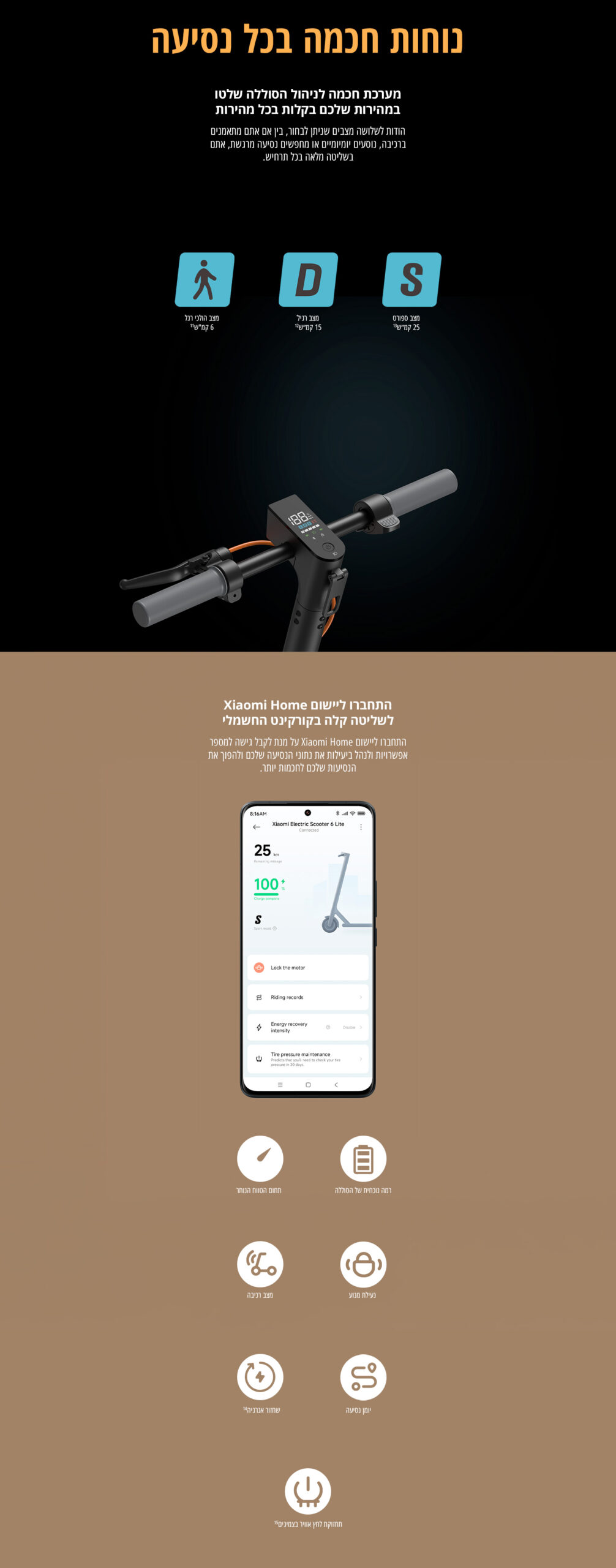 קורקינט חשמלי Xiaomi Electric Scooter 6 Lite – תמונת תוכן 6