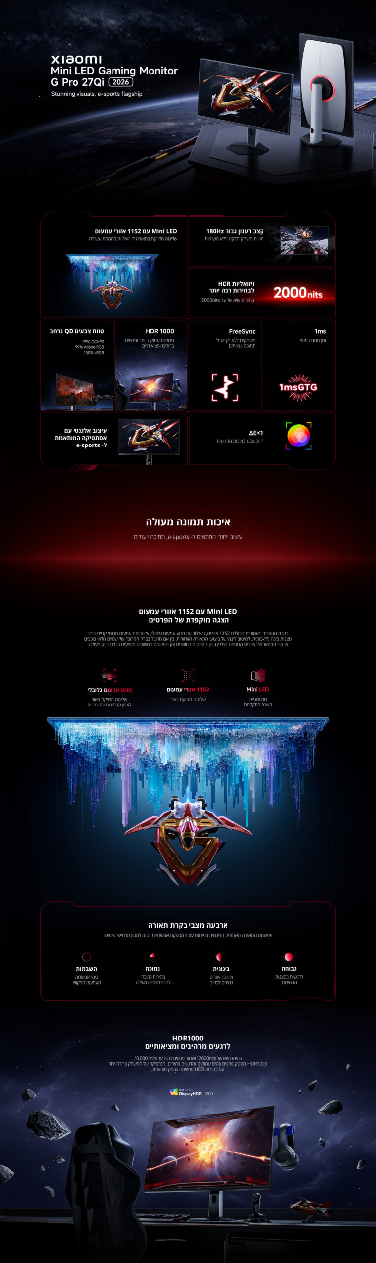 מסך גיימינג Xiaomi Mini LED Gaming G Pro 27Qi 27 אינץ׳ (2026) – תמונת תוכן 1