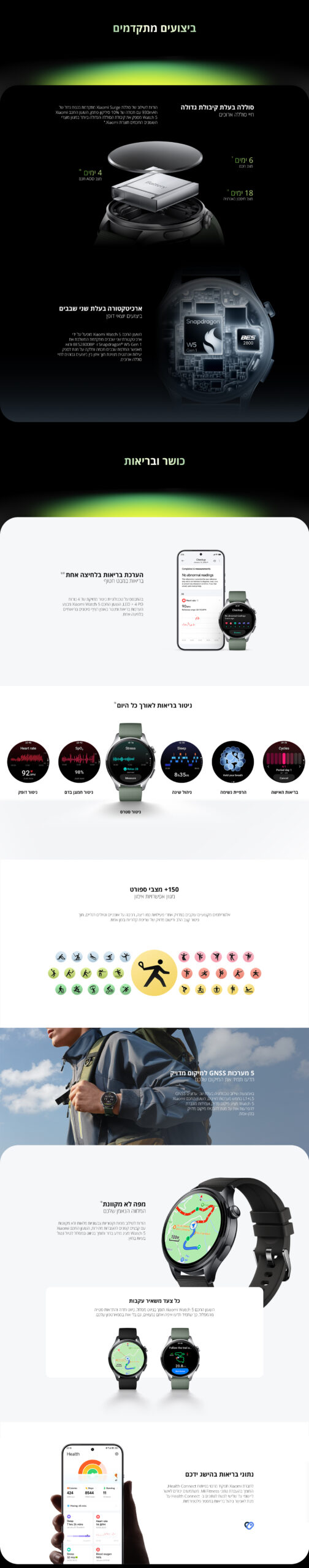 שעון חכם Xiaomi Watch 5 ירוק – תמונת תוכן 2