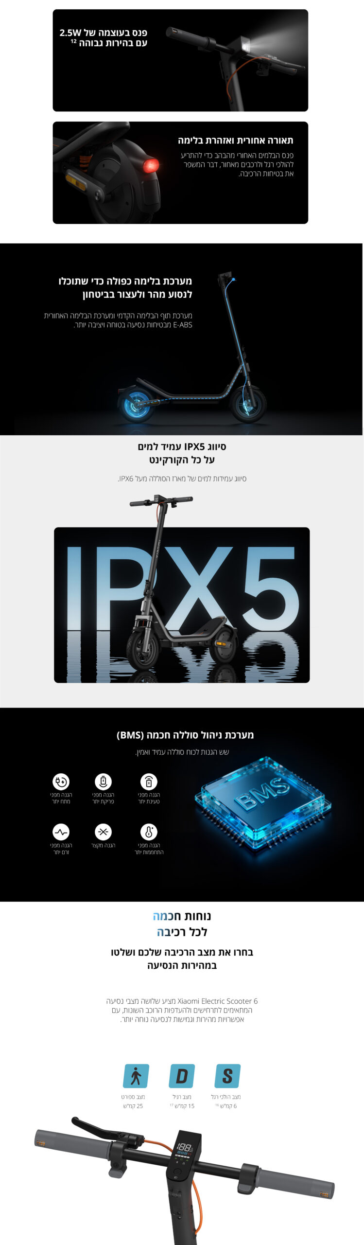 קורקינט חשמלי Xiaomi Electric Scooter 6 – תמונת תוכן 4