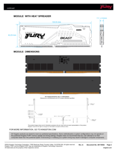 זיכרון Kingston FURY Beast RGB לבן 32GB ‏DDR5 6000MHz CL36