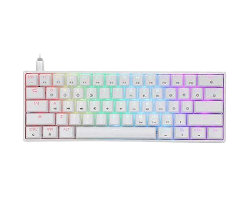 מקלדת גיימינג אופטו־מכנית לבנה SKYLOONG GK61 RGB Glacier Yellow – תמונה 1