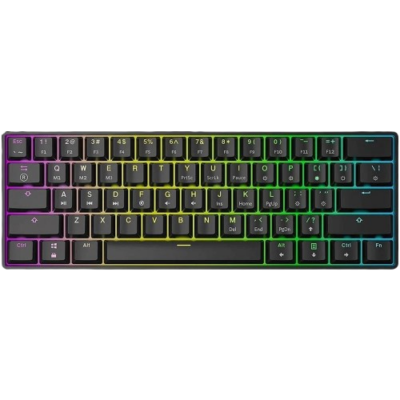 מקלדת גיימינג אופטו־מכנית שחורה SKYLOONG GK61 RGB Glacier Yellow – תמונה 1