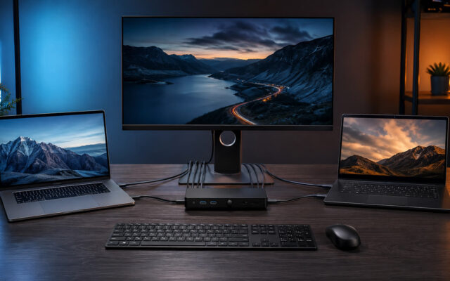 מדריך לבחירת KVM — שני מחשבים המחוברים למסך וציוד היקפי