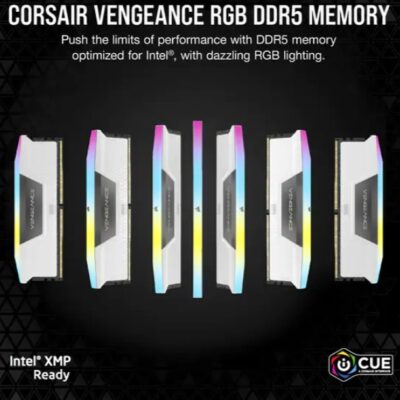 זכרון לנייח CORSAIR Vengeance RGB 32GB 2x16GB DDR5 5600 C40 White – תמונה 3