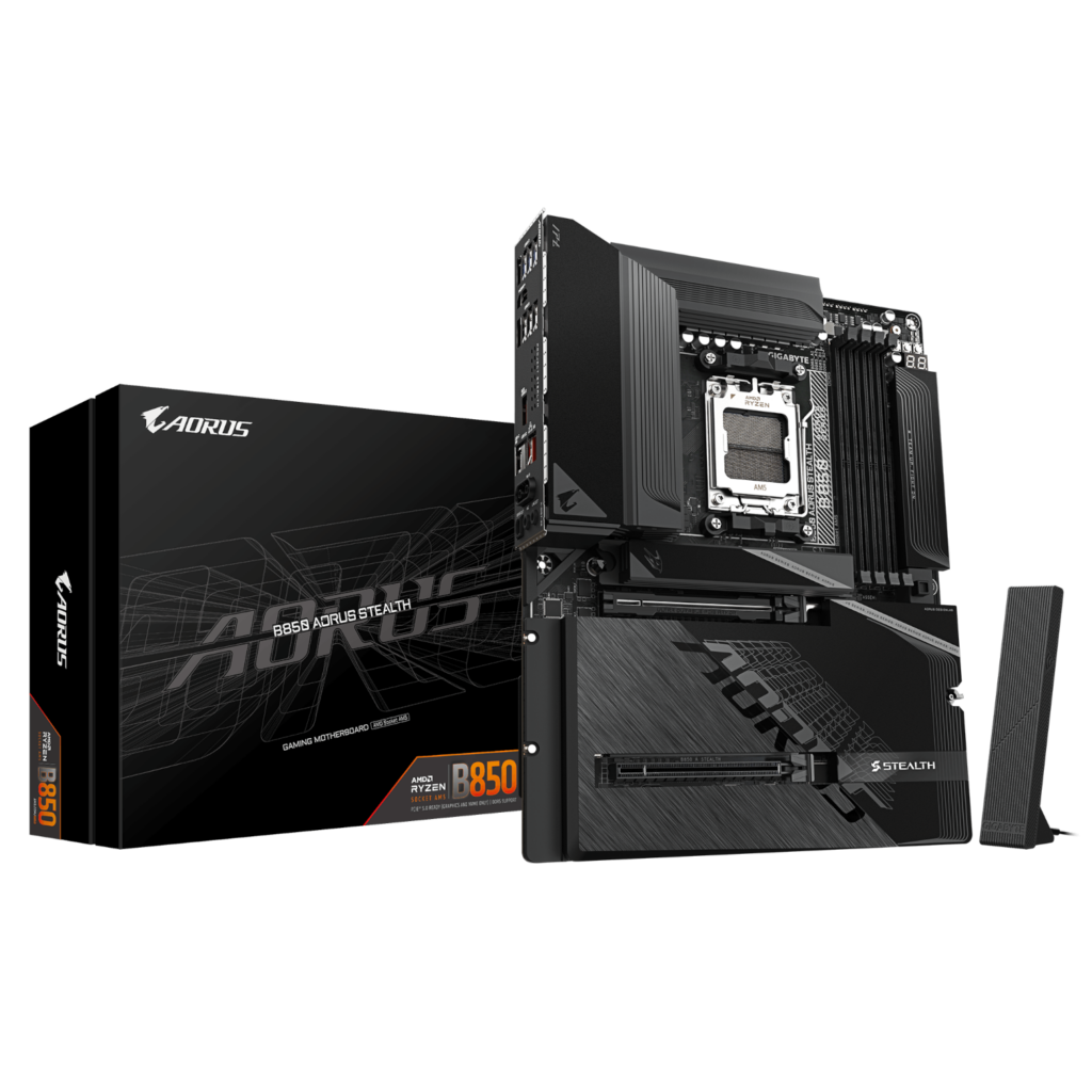 לוח אם עם מחברי חשמל מאחור Gigabyte B850 A STEALTH AM5 DDR5 WIFI7 – תמונת מוצר ראשית