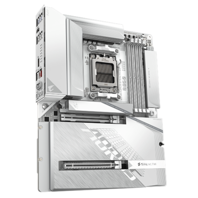 לוח לבן עם מחברי חשמל מאחור Gigabyte B850 A STEALTH AM5 DDR5 WIFI – תמונה 3