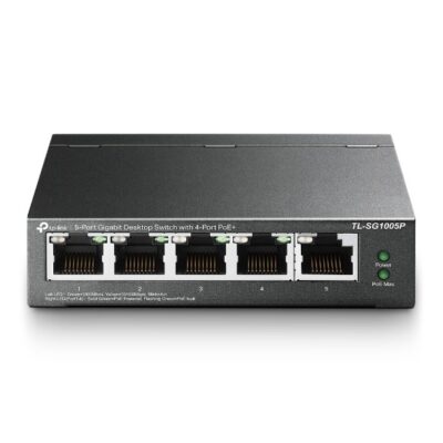 מתג שולחני לא מנוהל TP-Link TL-SG1005P עם 5 יציאות Gigabit ו-4 יציאות PoE+‎, תקציב 65W – תמונת מוצר ראשית