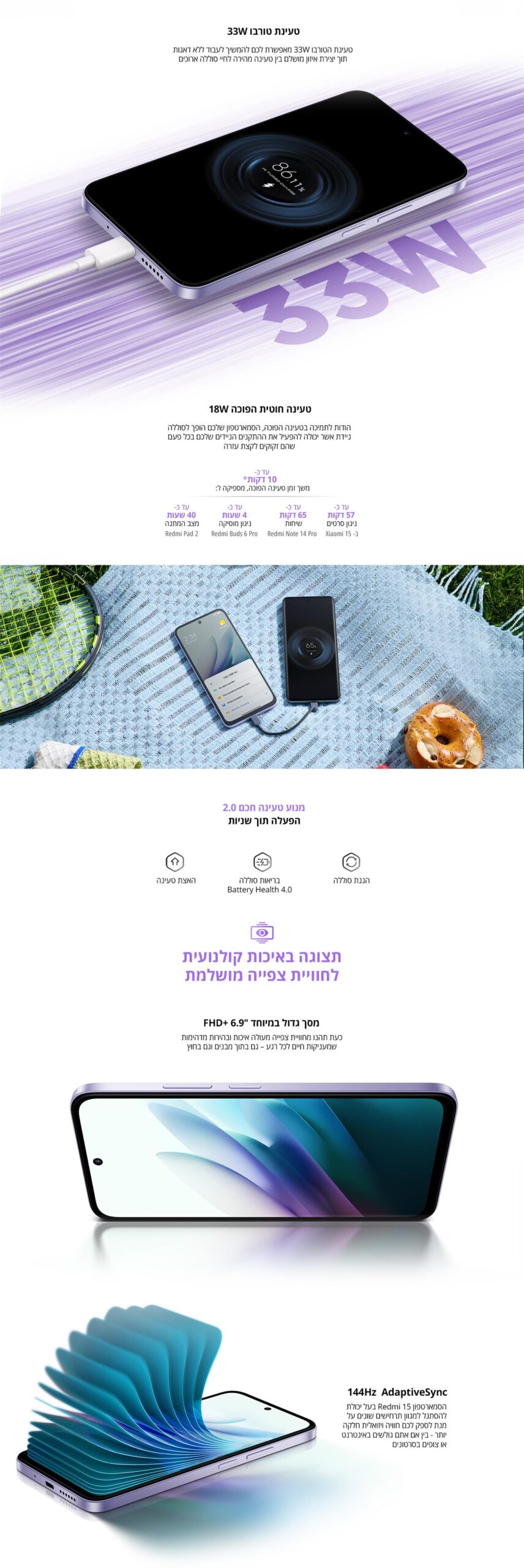 Redmi 15 NFC גרסה 8GB+256GB בצבע שחור – תמונת תוכן 2