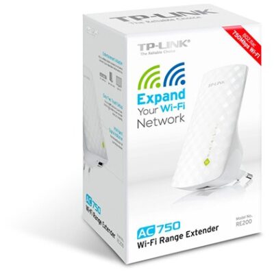 מגדיל טווח TP-Link TL-RE200 ‏Wi-Fi ‏AC750 דו־תחומי עם יציאת Ethernet