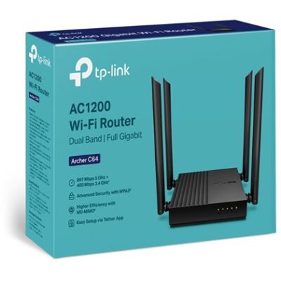 נתב TP-Link Archer C64 ‏Wi-Fi ‏AC1200 עם ארבע יציאות LAN ‏Gigabit – תמונה 6