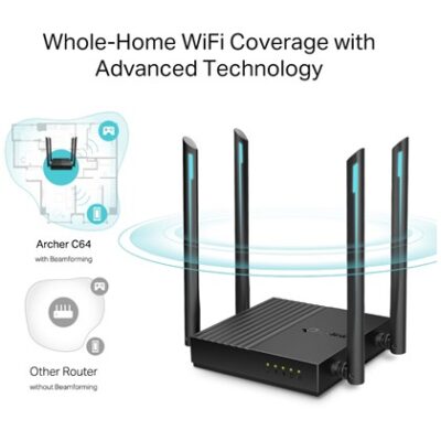 נתב TP-Link Archer C64 ‏Wi-Fi ‏AC1200 עם ארבע יציאות LAN ‏Gigabit – תמונה 5