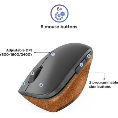 עכבר אנכי אלחוטי Lenovo Go אפור GY51C33980 – תמונה 5
