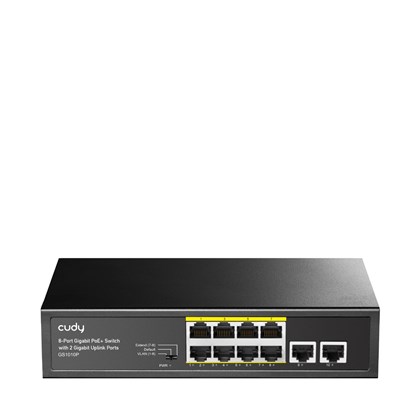 מתג PoE+ ‏Cudy GS1010P-IL עם 8 יציאות Gigabit ותקציב 120W