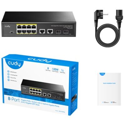 מתג PoE+ ‏Cudy GS1010PS2 עם 8 יציאות Gigabit ותקציב 120W – תמונה 2