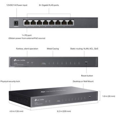 מתג מנוהל TP-Link Omada SG2008 עם 8 יציאות Gigabit – תמונה 4