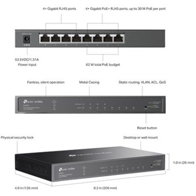 מתג מנוהל TP-Link Omada SG2008P עם 8 יציאות Gigabit ו־4 יציאות PoE+ – תמונה 6