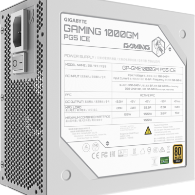 ספק כוח GIGABYTE GAMING 1000GM PG5 ICE 1000W 80 PLUS Gold מודולרי מלא – תמונה 4